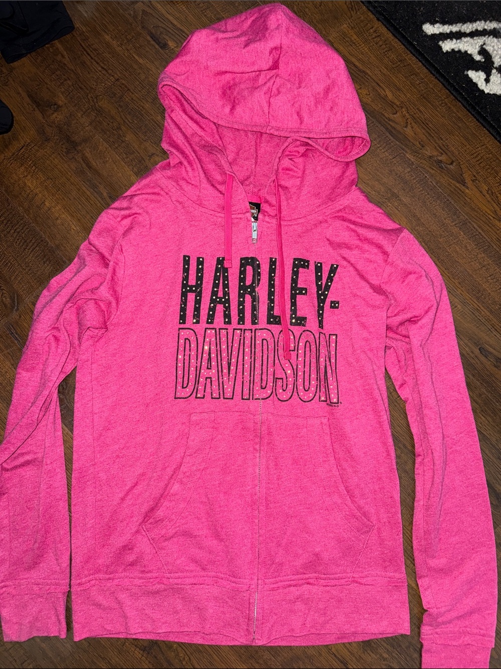 Harley Davidson Women's Fuchsia Pink Full Zip Rhinestone Hoodie